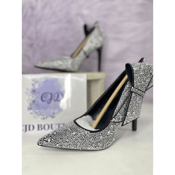 INC International Concepts Shoes - INC International Concepts Women's Silvee Bow Pumps - Black Bling 5.5M